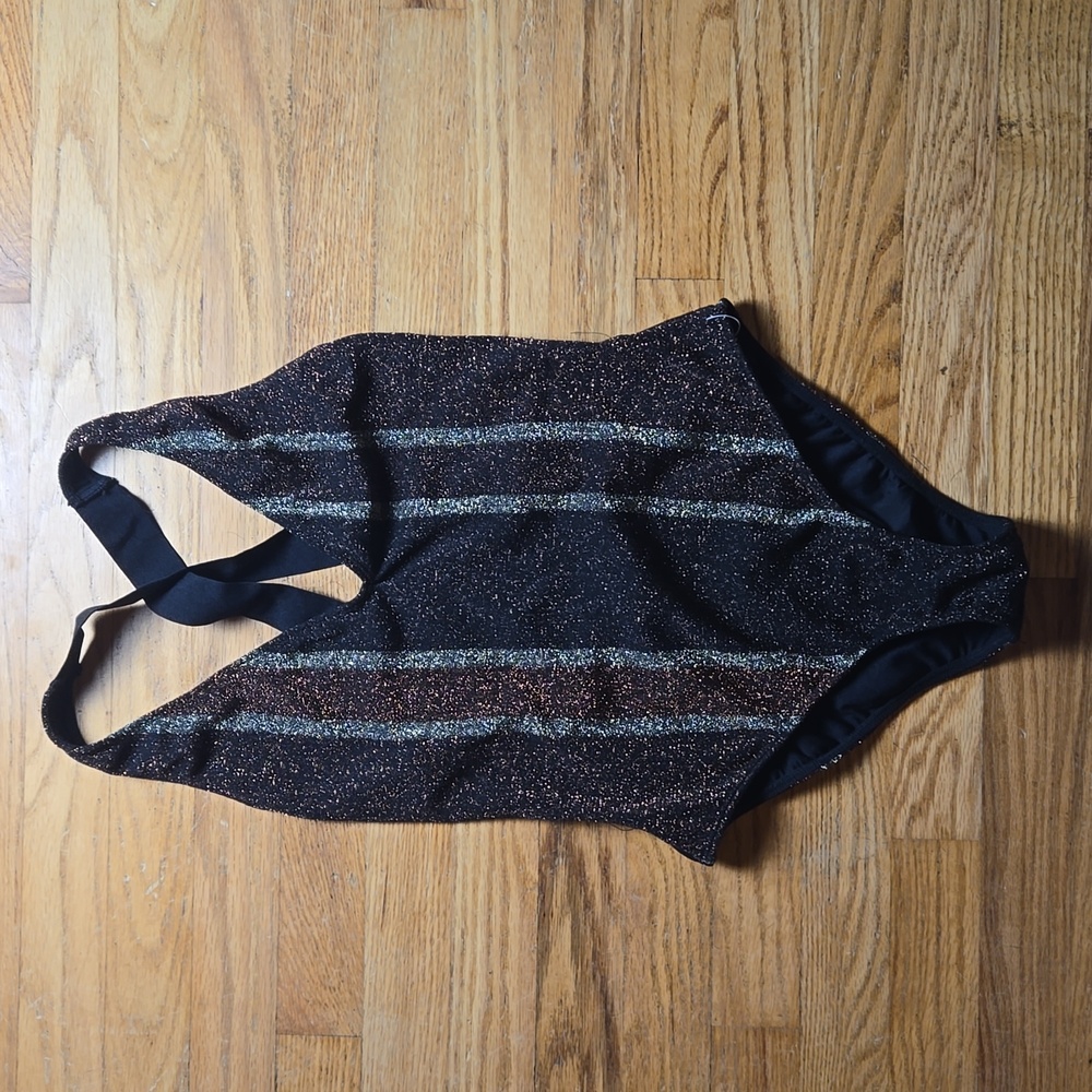 BN ASOS Swim metallic striped bodysuit one piece swimsuit